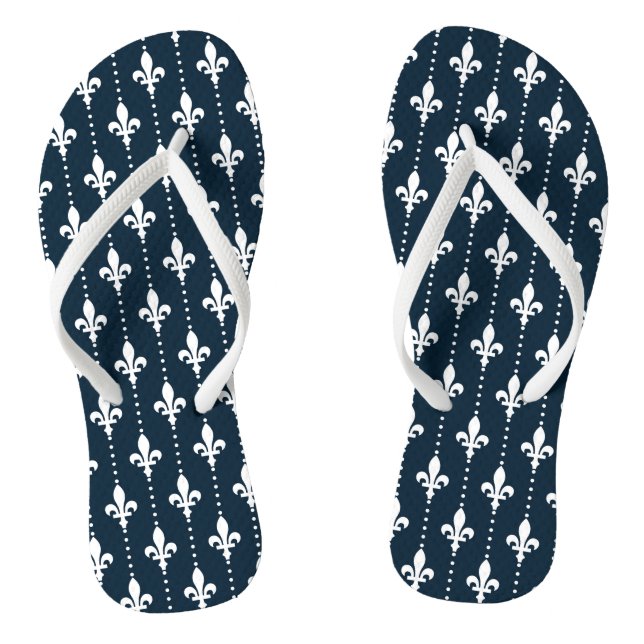 White French Damask Thongs (Footbed)