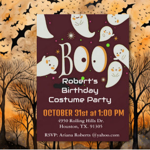 White Friendly Ghosts Birthday Halloween Party  Invitation