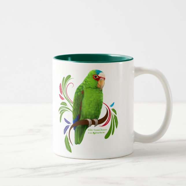 White Fronted Amazon Two-Tone Coffee Mug (Right)