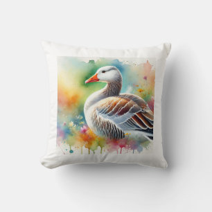 White Fronted Goose 080724AREF114 - Watercolor Cushion