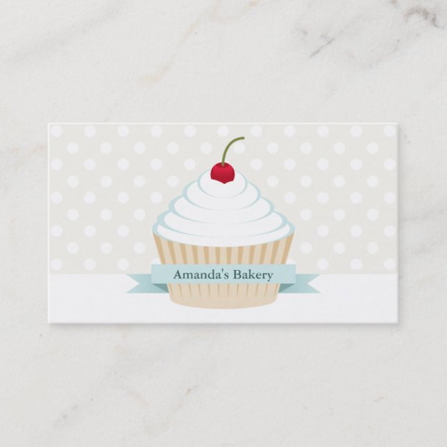 White Frosted Cupcake Business Cards (Front)