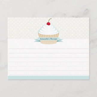 White Frosted Cupcake Recipe Cards