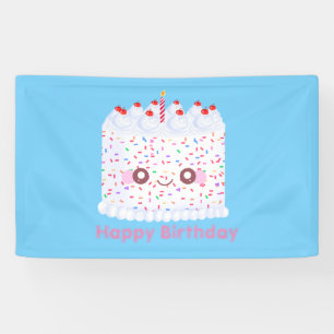 White Frosting Sprinkle Birthday Cake Banner