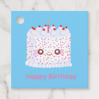 White Frosting Sprinkle Birthday Cake Favour Tags