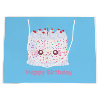 White Frosting Sprinkle Birthday Cake Large Gift Bag