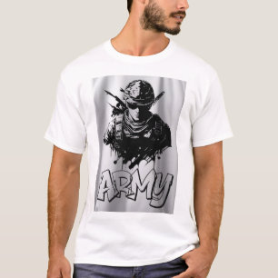 White full Sleeve T-shirt with Army logo Design