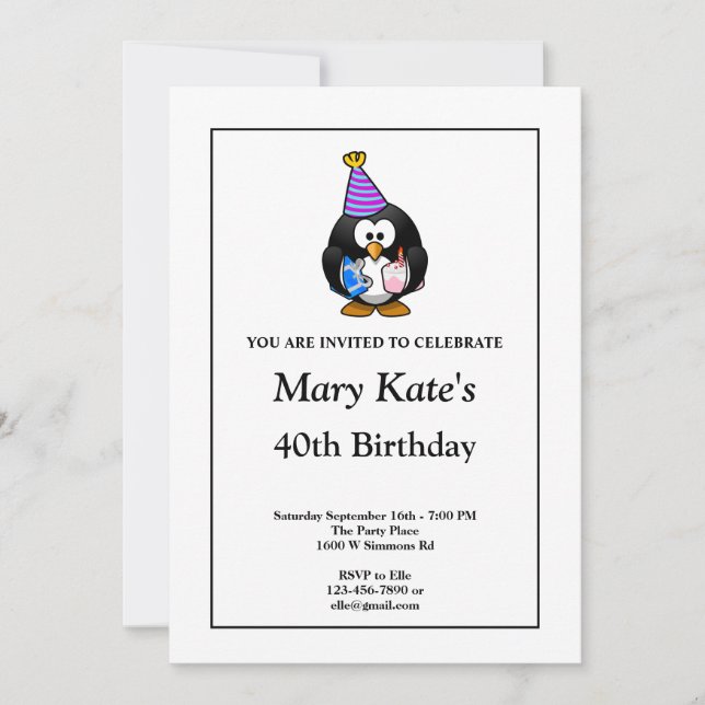White Funny 40th Birthday Party Invitation (Front)
