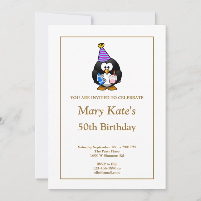 White Funny 50th Birthday Party Invitation (Front)