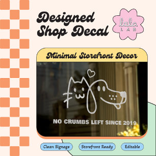 White Funny Pet Shop Window Cling Decoration