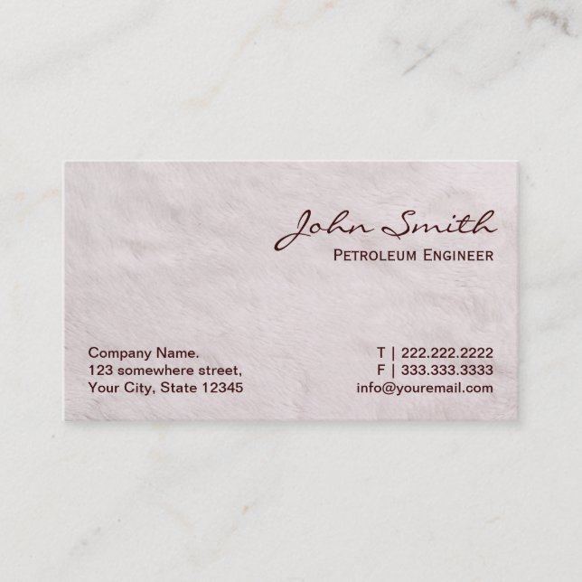 White Fur Petroleum Engineer Business Card (Front)