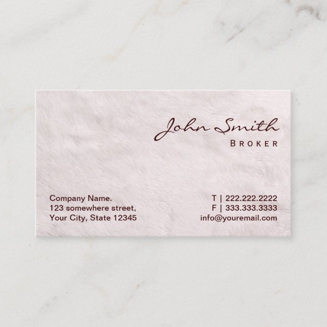 White Fur Real Estate Broker Business Card (Front)