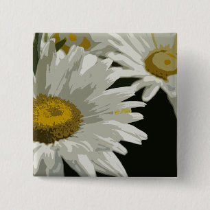 White Garden Daisy 15 Cm Square Badge