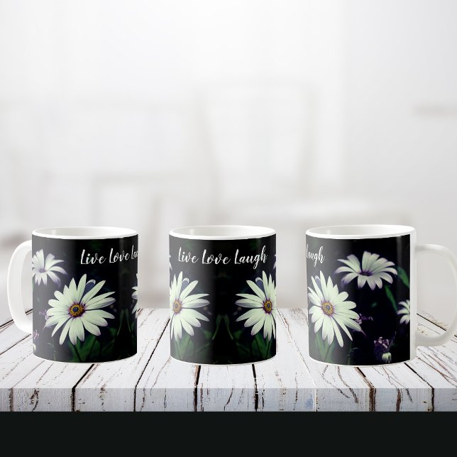 White Garden Flowers Adorable Live Love Laugh Coffee Mug (Creator Uploaded)