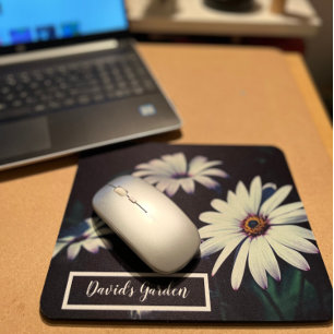 White Garden Flowers Adorable Live Love Laugh Mouse Pad