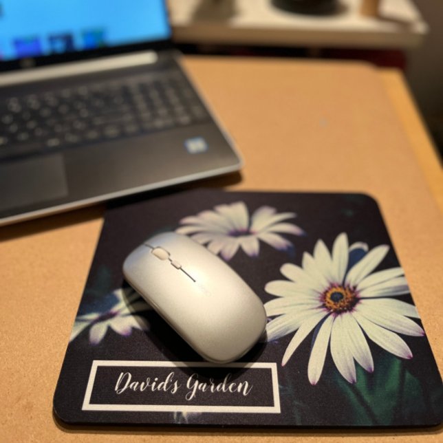 White Garden Flowers Adorable Live Love Laugh Mouse Pad (Creator Uploaded)