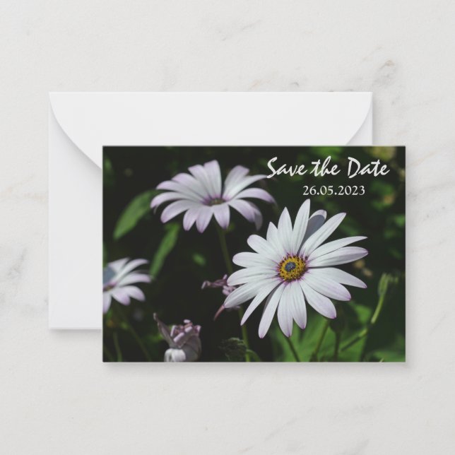 White Garden Flowers Cute Save the Date Card (Front)