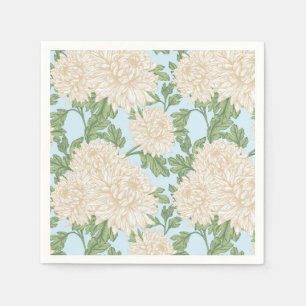 White Garden Mum Flower Pattern Napkin