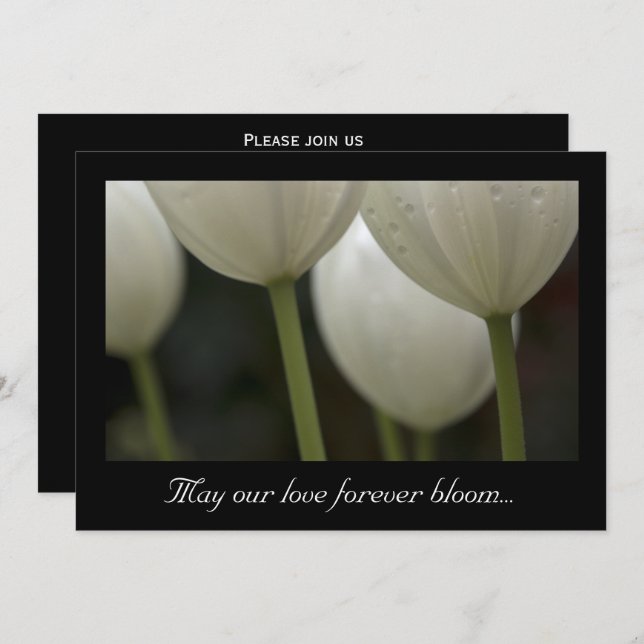 White Garden Tulips Spring Wedding Invitation (Front/Back)