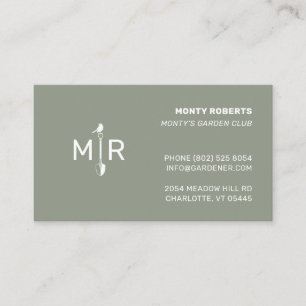White Gardener Spade Logo Monogram Business Card