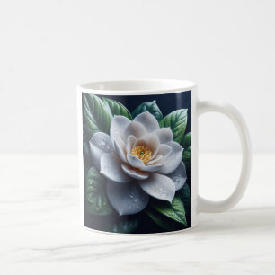 White Gardenia Floral Coffee Mug
