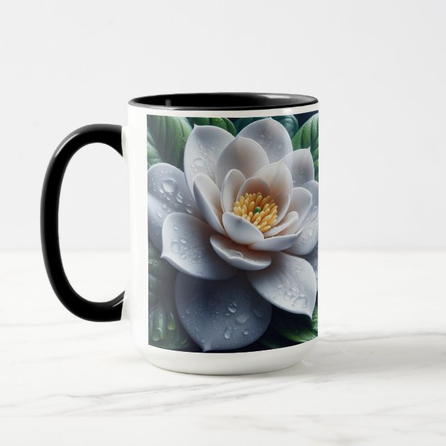 White Gardenia Floral Mug (Left)