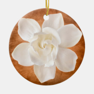 White Gardenia Flower Blossom Floral Ceramic Ornament