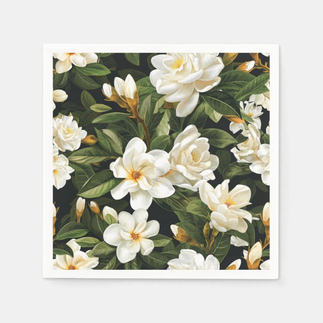 White Gardenia Flower Napkin (Front)