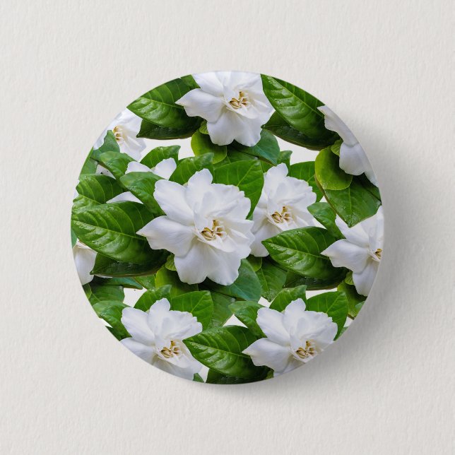 White Gardenia Flowers 6 Cm Round Badge (Front)
