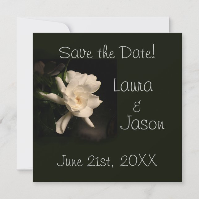 White Gardenia "Save the Date"  Square Card (Front)