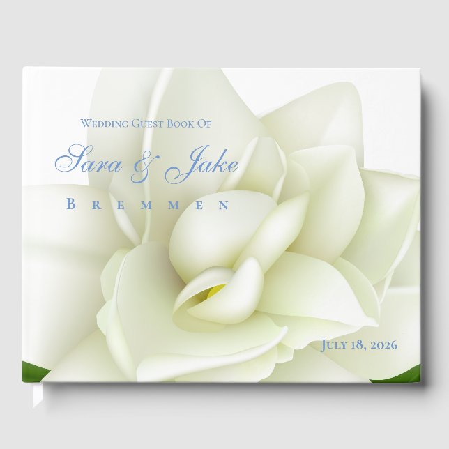 White Gardenia Wedding Guest Book (Front)
