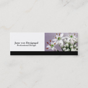 White Garlic Chive Blossoms on Purple Mini Business Card
