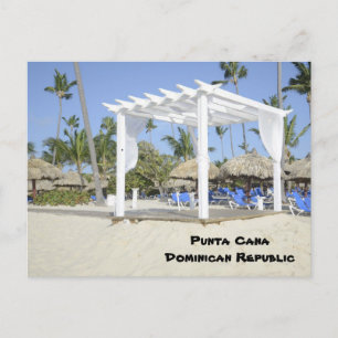 white gazebo on the beach postcard