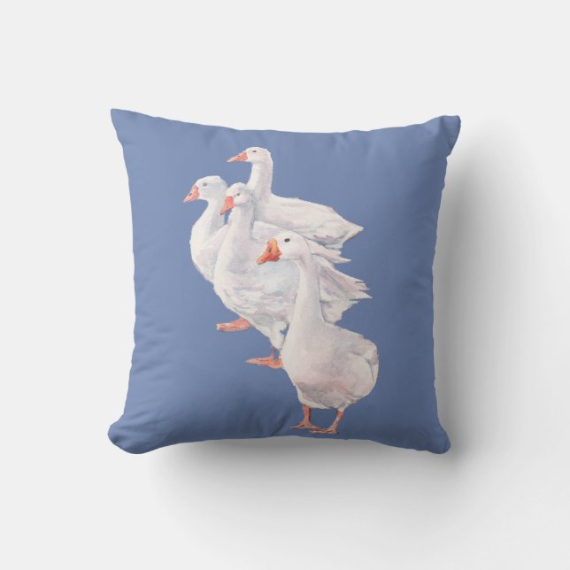 White Geese Original Art Pillow (Front)