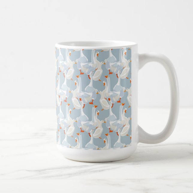 White Geese Pattern Coffee Mug (Right)