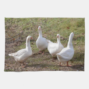 White Geese Tea Towel