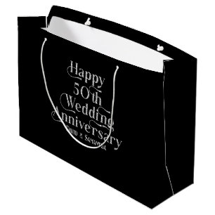 White Gemstones Happy 50th Wedding Anniversary Large Gift Bag