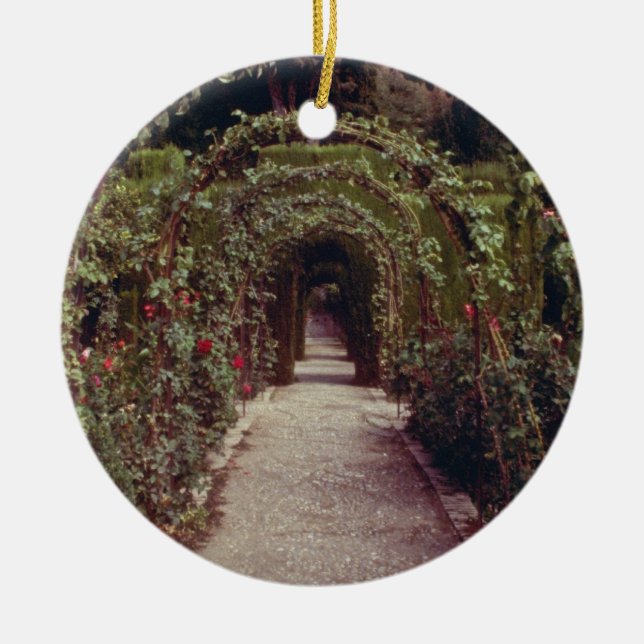 White Generalife, The Alhambra, Granada, Spain flo Ceramic Tree Decoration (Front)