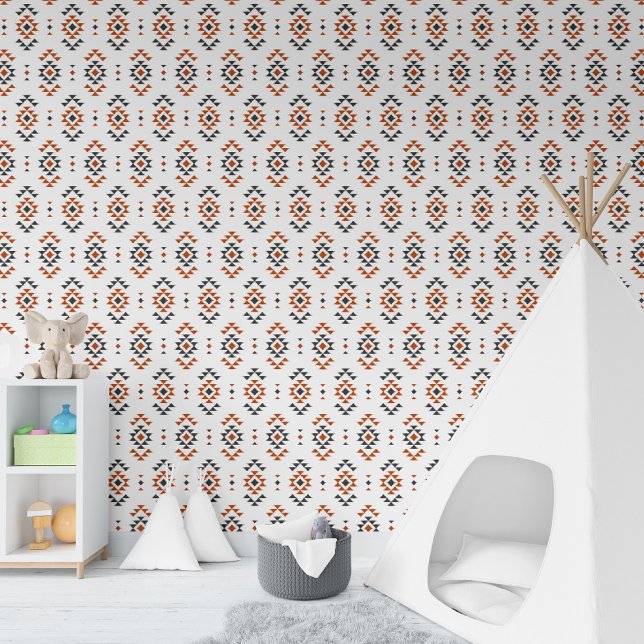 White Geometric Ethnic Pattern Native Indian Style Wallpaper (Creator Uploaded)