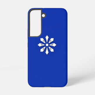White Geometric Motif on Blue Backdrop Samsung Galaxy Case