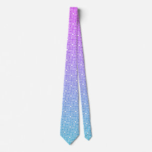 White geometric pattern on purple and blue tie