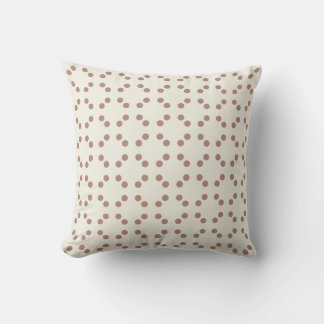 White geometric print with brown polka dots cushion