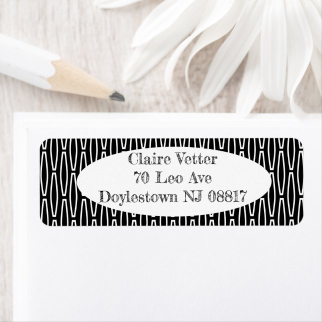 White Geometric Repeat  Return Address Label (Insitu)