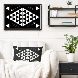 White Geometric Triangles Lumbar Cushion