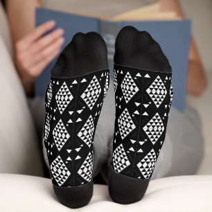 White Geometric Triangles Socks
