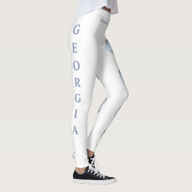 White Georgia State Flower Cherokee Rose Leggings (Right)