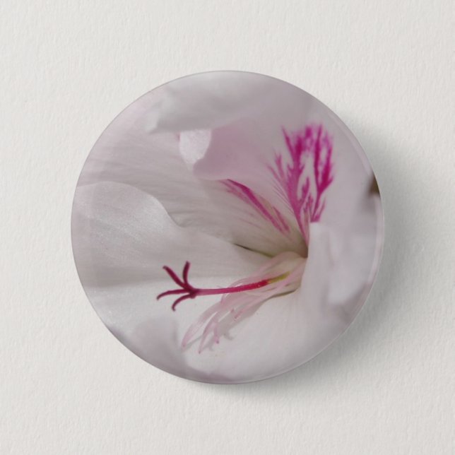 White Geranium Button Badge (Front)