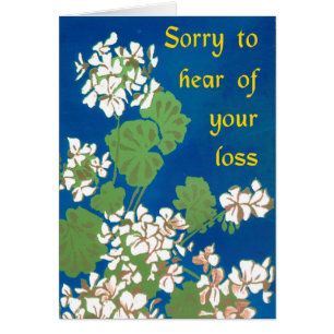 White Geraniums on Blue Sympathy for Loss