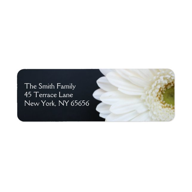 White Gerber Daisy Return Address Labels (Front)