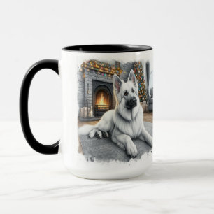 White German Shepard Christmas Mug Cup