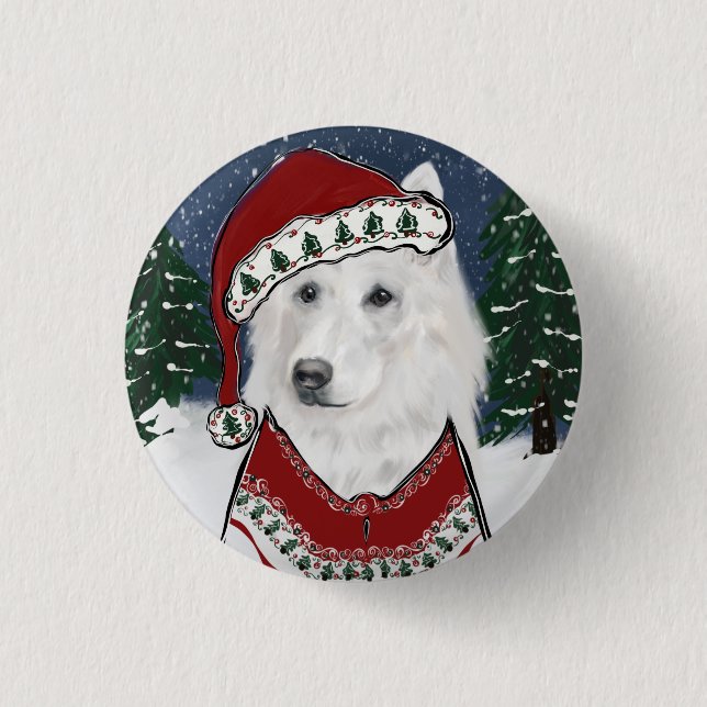 White German Shepherd  3 Cm Round Badge (Front)
